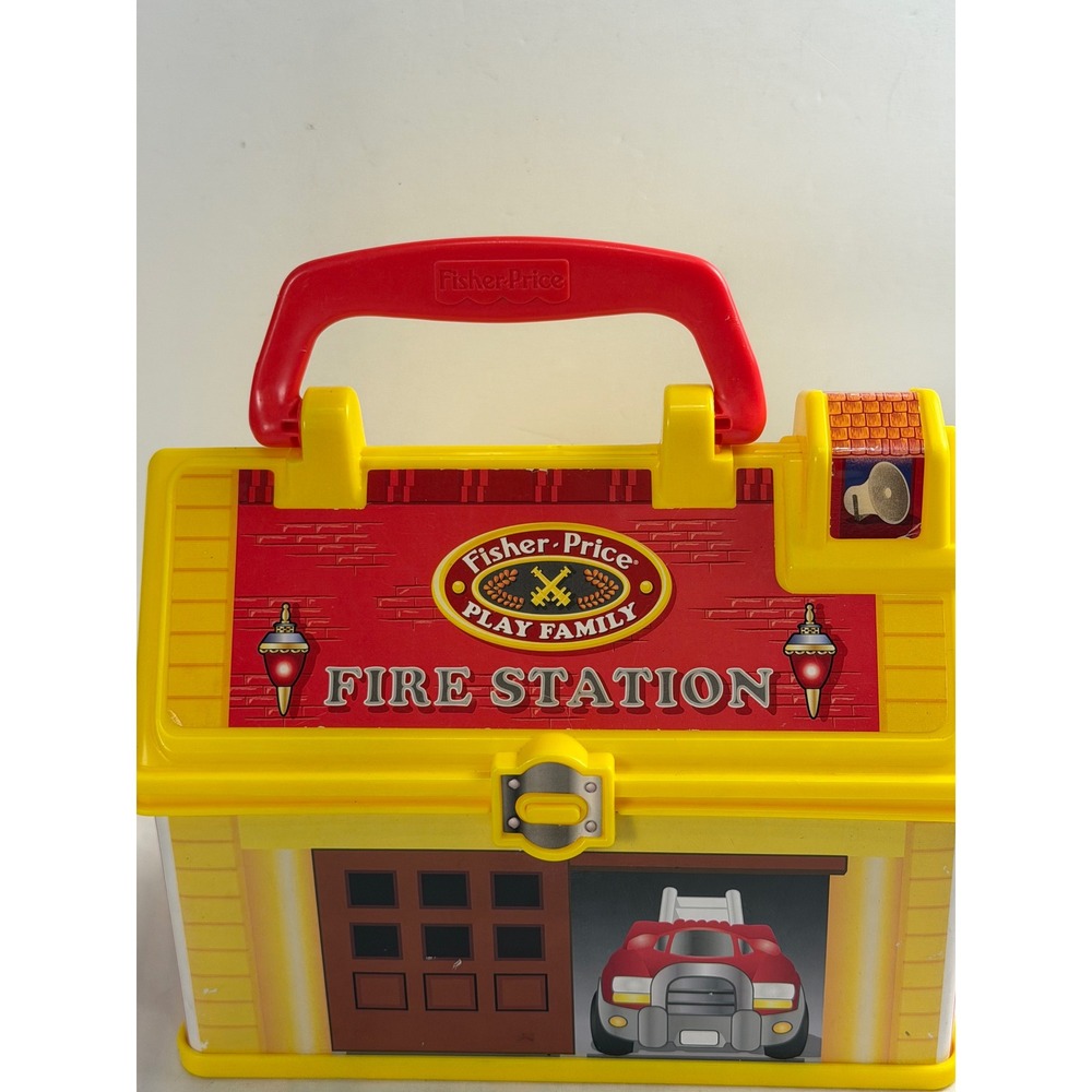 Fisher-Price Play Family Fire Station Carry Case Yellow Mattel 2008 P4580 P7284